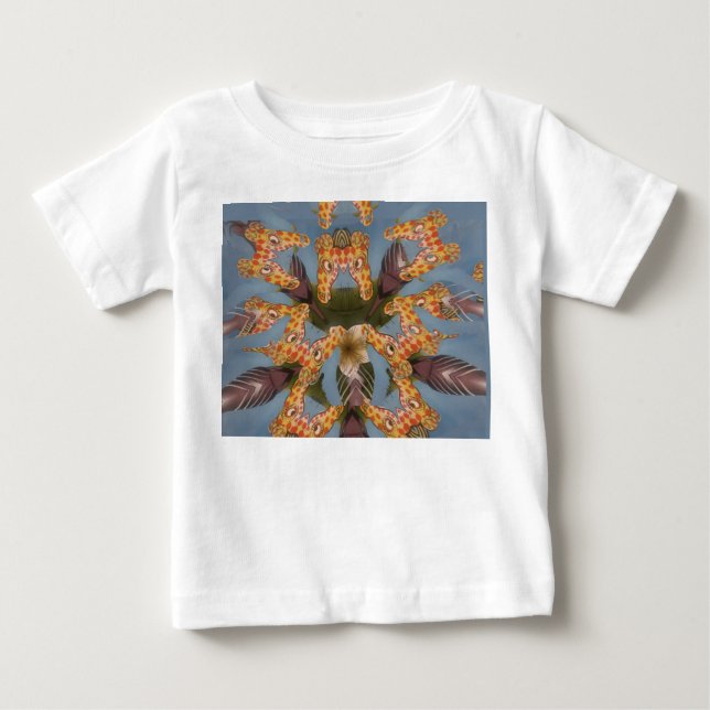 Kaleidoskop Giraffe Mandala: Abstrakte Safari Art Baby T-shirt (Vorderseite)