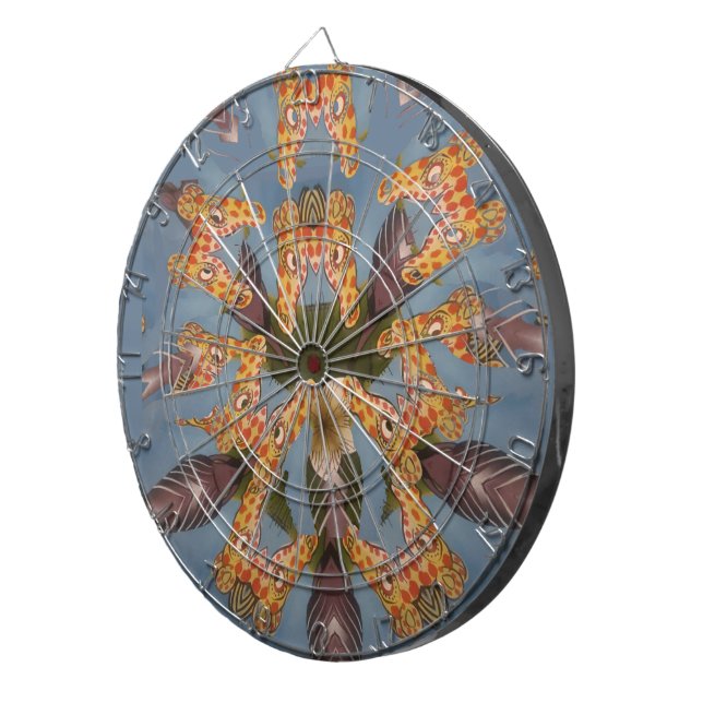 Kaleidoskop Giraffe Mandala: Abstrakte Safari Art Dartscheibe (Vorderseite rechts)