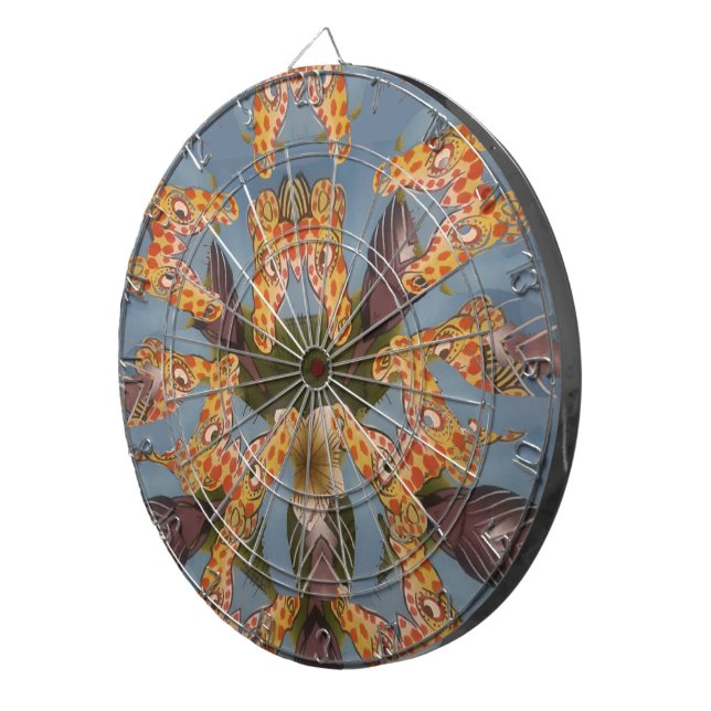 Kaleidoskop Giraffe Mandala: Abstrakte Safari Art Dartscheibe (Vorderseite rechts)
