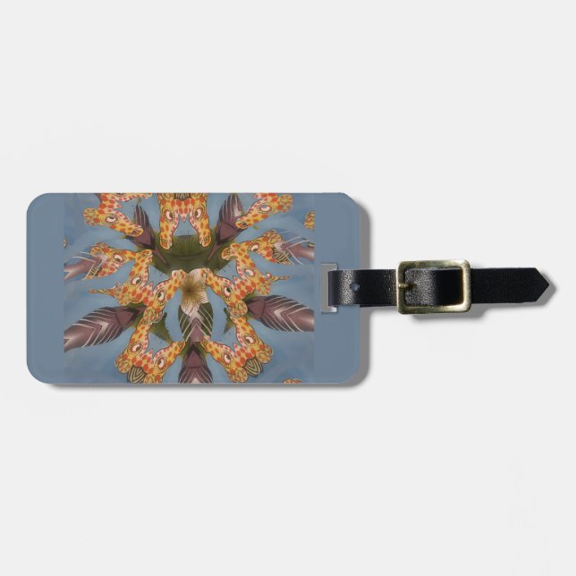 Kaleidoskop Giraffe Mandala: Abstrakte Safari Art Gepäckanhänger (Vorderseite horizontal)