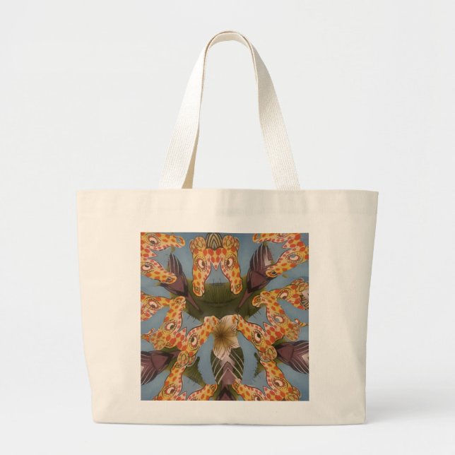Kaleidoskop Giraffe Mandala: Abstrakte Safari Art Jumbo Stoffbeutel (Vorne)