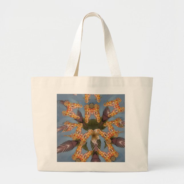 Kaleidoskop Giraffe Mandala: Abstrakte Safari Art Jumbo Stoffbeutel (Vorne)