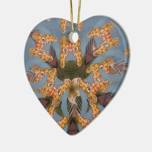 Kaleidoskop Giraffe Mandala: Abstrakte Safari Art Keramik Ornament (Links)