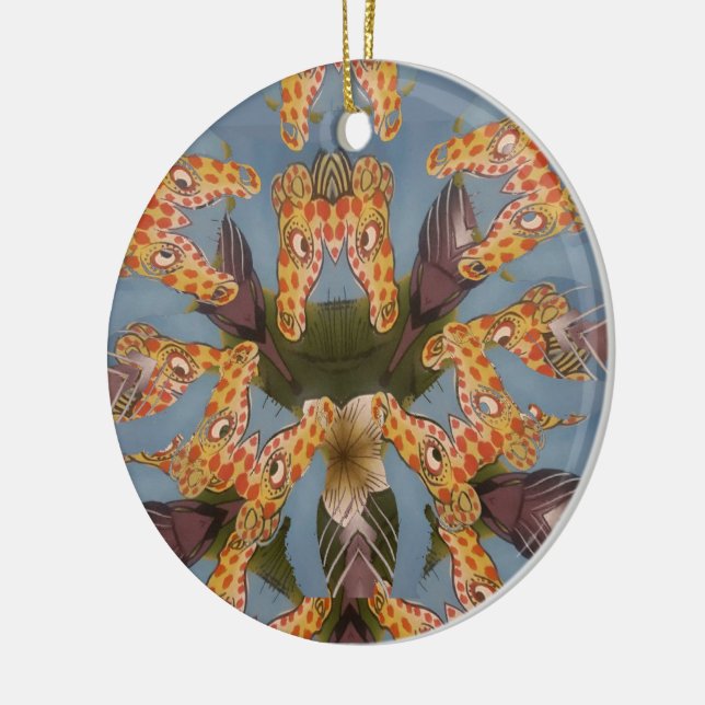 Kaleidoskop Giraffe Mandala: Abstrakte Safari Art Keramikornament (Links)