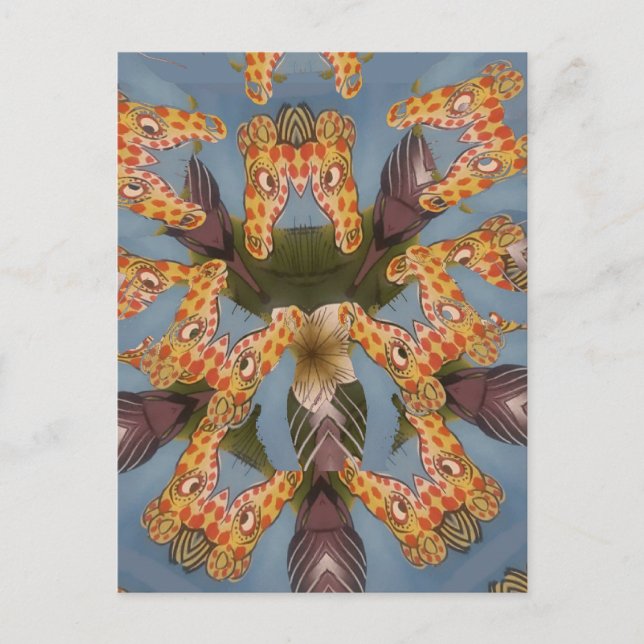 Kaleidoskop Giraffe Mandala: Abstrakte Safari Art Postkarte (Vorderseite)