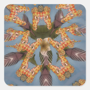Kaleidoskop Giraffe Mandala: Abstrakte Safari Art Quadratischer Aufkleber
