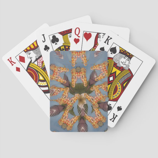 Kaleidoskop Giraffe Mandala: Abstrakte Safari Art Spielkarten (Rückseite)