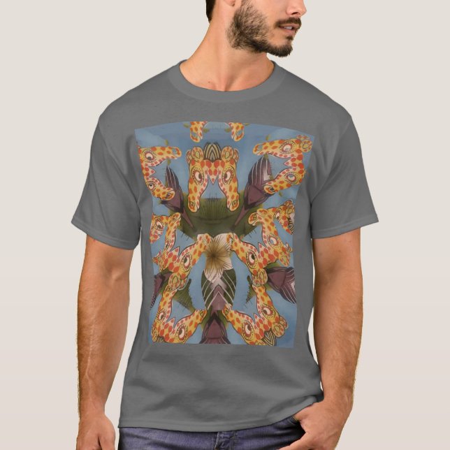 Kaleidoskop Giraffe Mandala: Abstrakte Safari Art T-Shirt (Vorderseite)