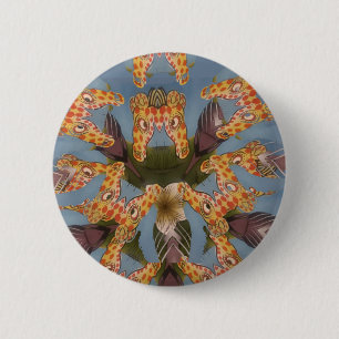 Kaleidoskop-Giraffen-Mandala: Abstrakte Safari-Kun Button