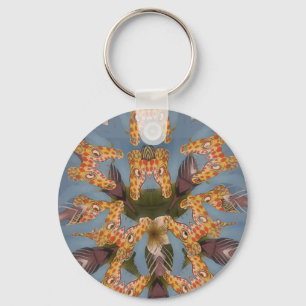 Kaleidoskop-Giraffen-Mandala: Abstrakte Safari-Kun Schlüsselanhänger