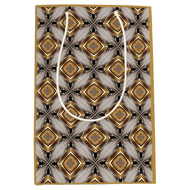 Kaleidoskop Golden Bronze Muster Mittlere Geschenktüte (Vorderseite)