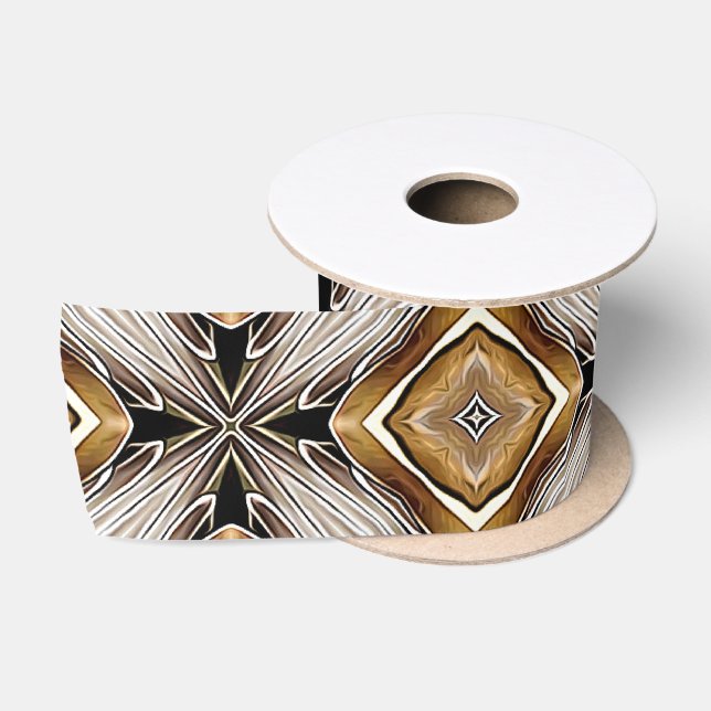 Kaleidoskop Golden Bronze Muster Satinband (Spule)