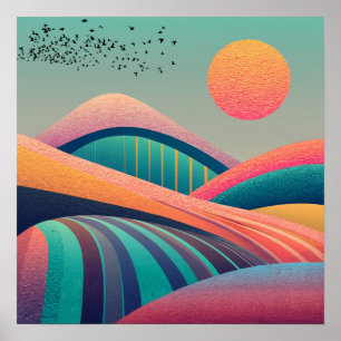 Kaleidoskop-Hügellandschaft Poster
