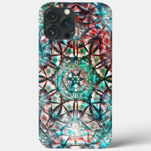 Kaleidoskop in gebranntem Zyan durch rote Striche Case-Mate iPhone Hülle