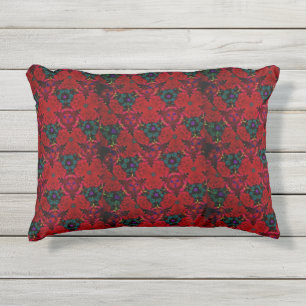 Kaleidoskop in roten Blumen Outdoor 12x16 Kissen Für Draußen