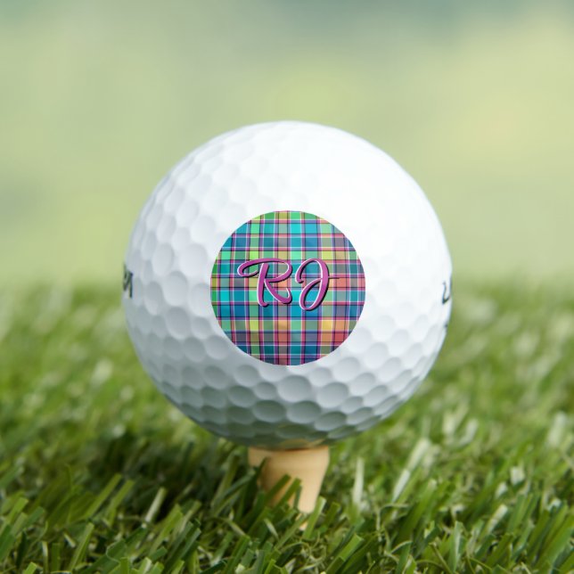 Kaleidoskop Kariert blau, Lila, türkisblau Golfball (Insitu T-Shirt)