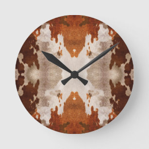 Kaleidoskop-Kuhmuster Runde Wanduhr
