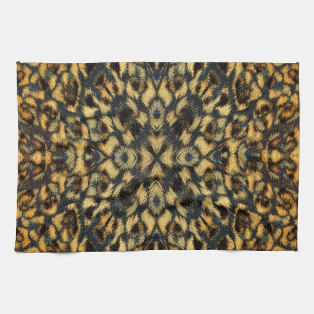 Kaleidoskop Leopard Fur Muster Geschirrtuch (Horizontal)