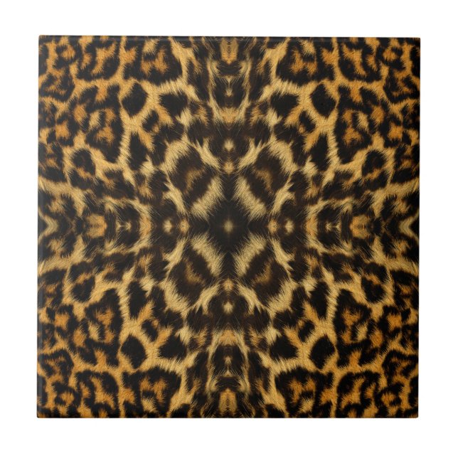 Kaleidoskop-Leopard-Pelz-Muster Fliese (Vorderseite)