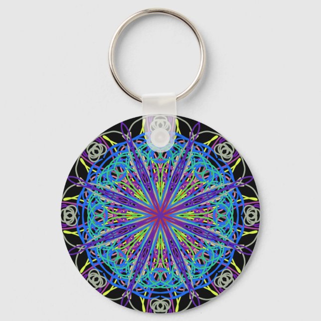 Kaleidoskop Mandala Art Joyful Colors Schlüsselanhänger (Vorderseite)