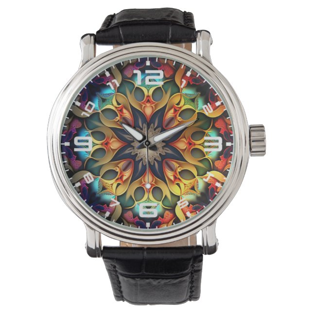 Kaleidoskop Mandala Blume Design-23091 Armbanduhr (Vorderseite)
