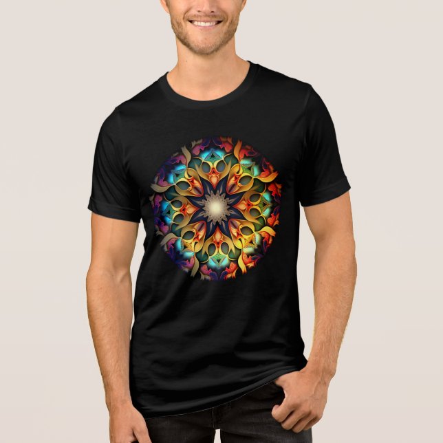 Kaleidoskop Mandala Blume Design-23091 Tri-Blend Shirt (Vorderseite)