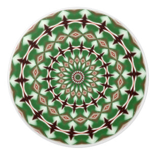 Kaleidoskop Mandala Keramik Knopf in grün Keramikknauf