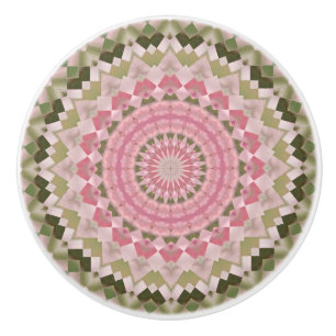 Kaleidoskop Mandala Keramik Knopf rosa und grün Keramikknauf