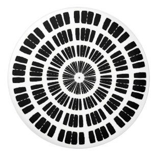 Kaleidoskop Mandala Keramik Knopf schwarz-weiß Keramikknauf