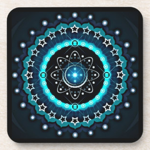 Kaleidoskop Mandala mit schwarzem Hintergrund Getränkeuntersetzer