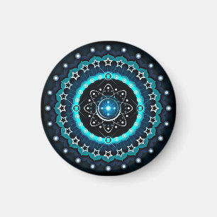 Kaleidoskop Mandala mit schwarzem Hintergrund Magnet