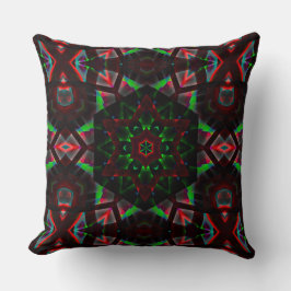 Kaleidoskop mit Hexagon, grün und rot Kissen
