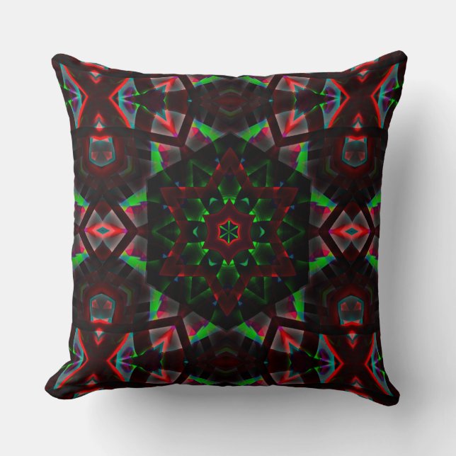Kaleidoskop mit Hexagon, grün und rot Kissen (Vorderseite)