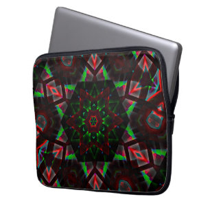 Kaleidoskop mit Hexagon, grün und rot Laptopschutzhülle