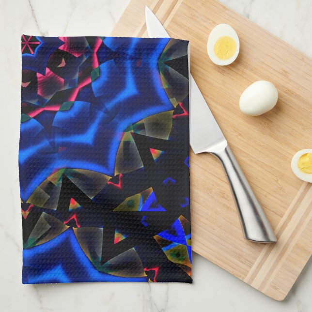 Kaleidoskop mit Kreis, Lachs mit blauem Gefälle Geschirrtuch (Viertel Falte)