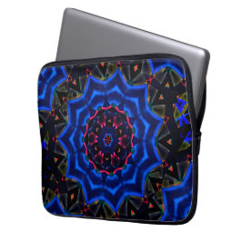 Kaleidoskop mit Kreis, Lachs mit blauem Gefälle Laptopschutzhülle