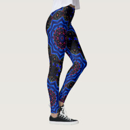 Kaleidoskop mit Kreis, Lachs mit blauem Gefälle Leggings
