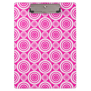 Kaleidoskop-Muster (Hot Pink und White Geometric) Klemmbrett