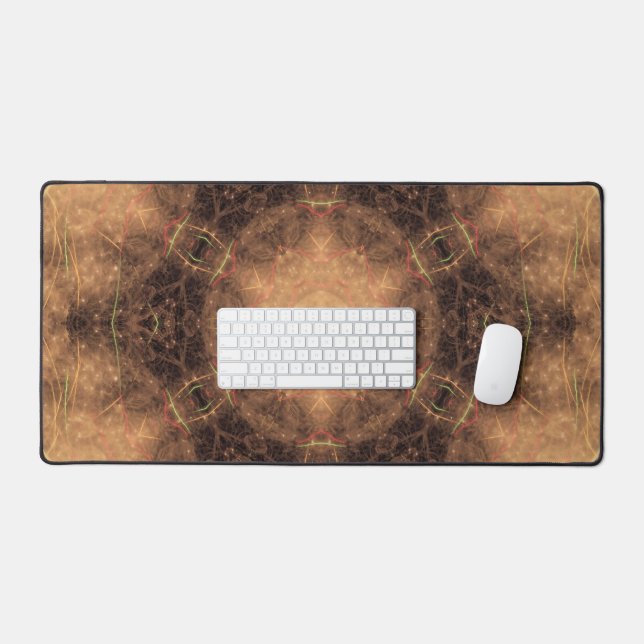 Kaleidoskop Orange Schwarzer Hintergrund Schreibtischunterlage (Tastatur & Maus)