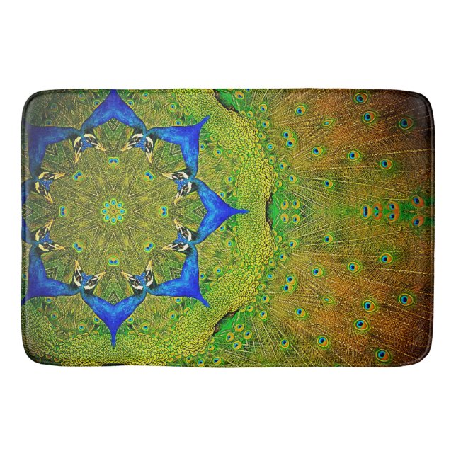 Kaleidoskop-Pfau-Bad-Matte Badematte (Vorderseite)