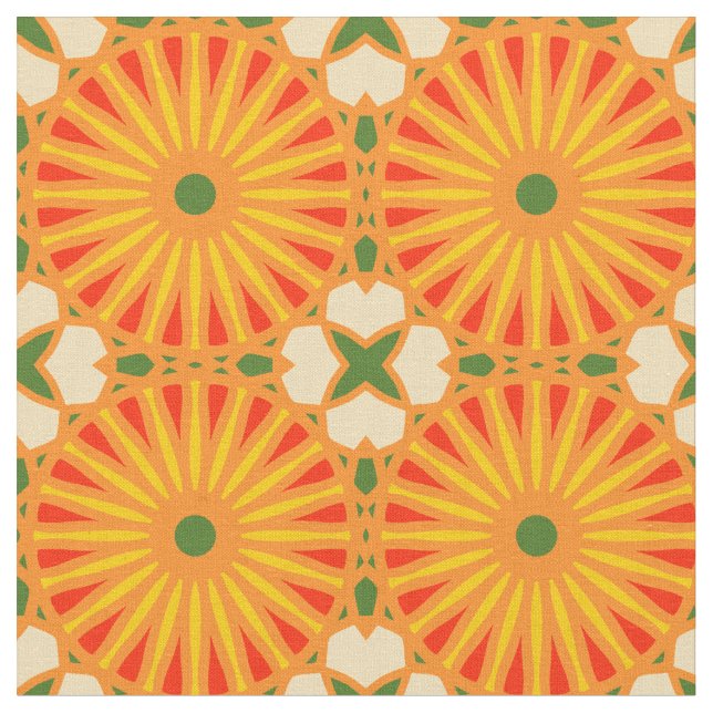 Kaleidoskop Radmuster P Grün Gelb Stoff (Nahaufnahme)