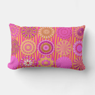 Kaleidoskop, rosa-gelbes Lumbalkissen Lendenkissen