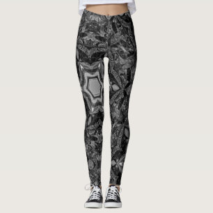Kaleidoskop Schwarzweißmuster Leggings