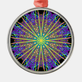 Kaleidoskop-Star, Lila orange grüne Kunst Silbernes Ornament