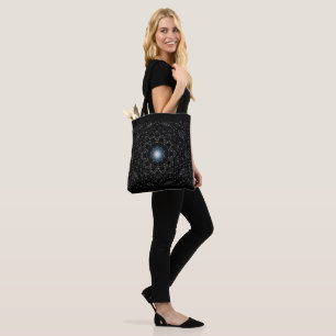 Kaleidoskop Star Pattern auf Schwarz, Tragetaschen Tasche