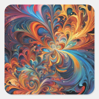 Kaleidoskop-Sterne Quadratischer Aufkleber