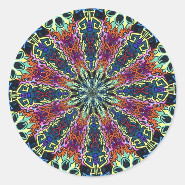 Kaleidoskop-Stickers Runder Aufkleber (Vorderseite)