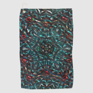Kaleidoskop-Stil alten Metall Chrom blau grün bis Golfhandtuch
