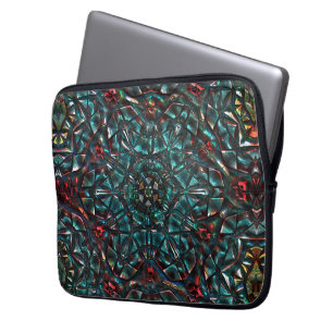Kaleidoskop-Stil alten Metall Chrom blau grün bis Laptopschutzhülle