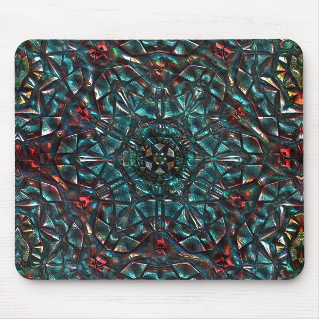Kaleidoskop-Stil alten Metall Chrom blau grün bis Mousepad (Vorne)